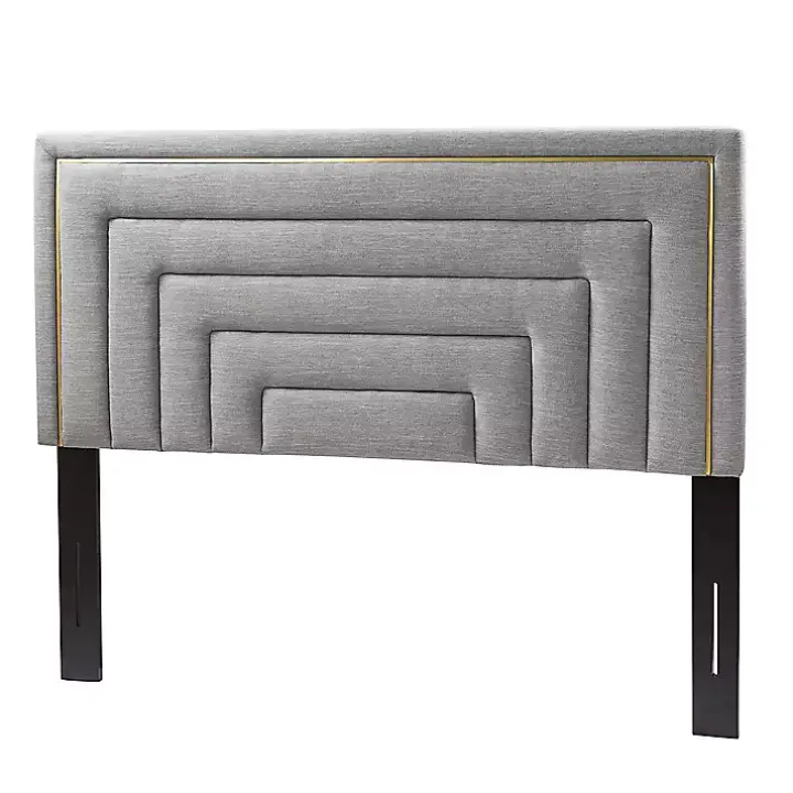 Gray Tufted Upholstered Adjustable Queen Headboard