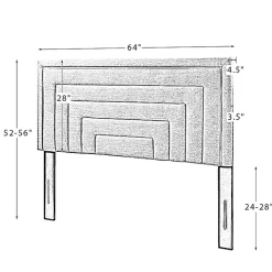 Gray Tufted Upholstered Adjustable Queen Headboard