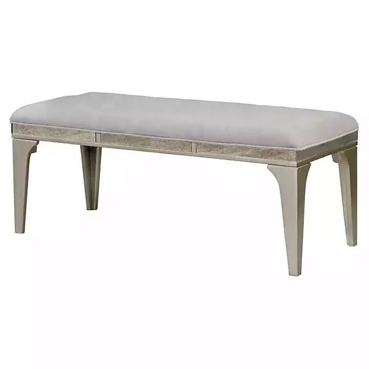 Gray Tufted Upholstered Silver Dining Bench