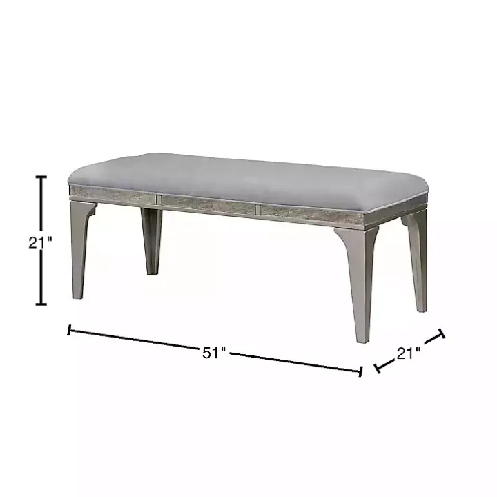 Gray Tufted Upholstered Silver Dining Bench