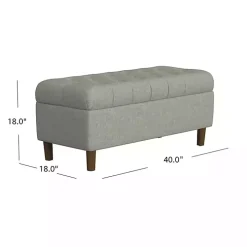 Gray Tufted Upholstered Storage Bench