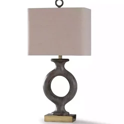 Gray Tweed Open Hoop Table Lamp
