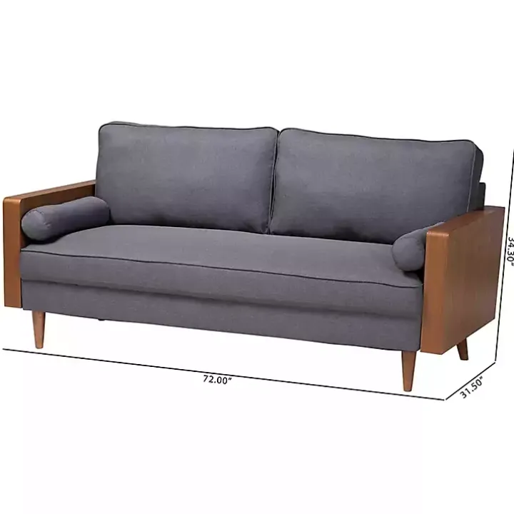 Gray Upholstered Harley Walnut Sofa