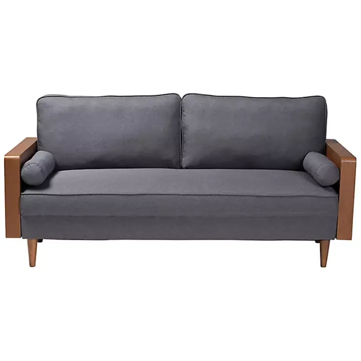 Gray Upholstered Harley Walnut Sofa