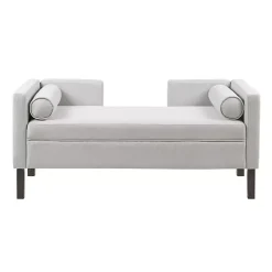 Gray Upholstered Modern Split Back Bench