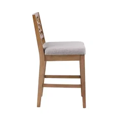 Gray Upholstered Oak Crackle Counter Stool