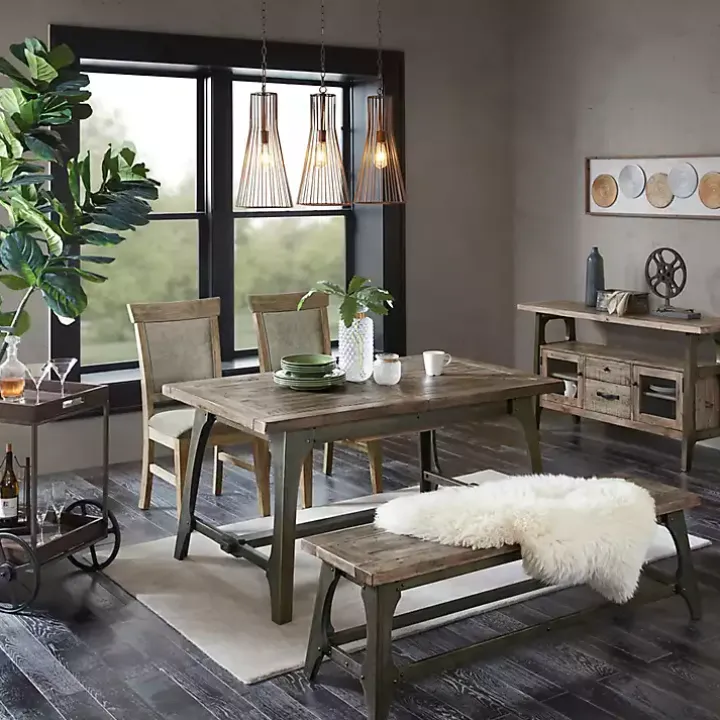 Gray Upholstered Rustic Dining Chairs, Set of 2