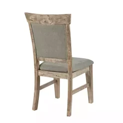 Gray Upholstered Rustic Dining Chairs, Set of 2