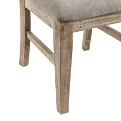 Gray Upholstered Rustic Dining Chairs, Set of 2