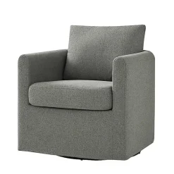 Gray Upholstered Vasser Slipcover Swivel Chair