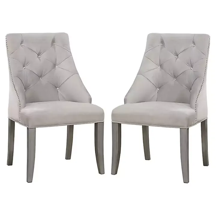 Gray Upholstered Wingback Dining Chairs, Set of 2