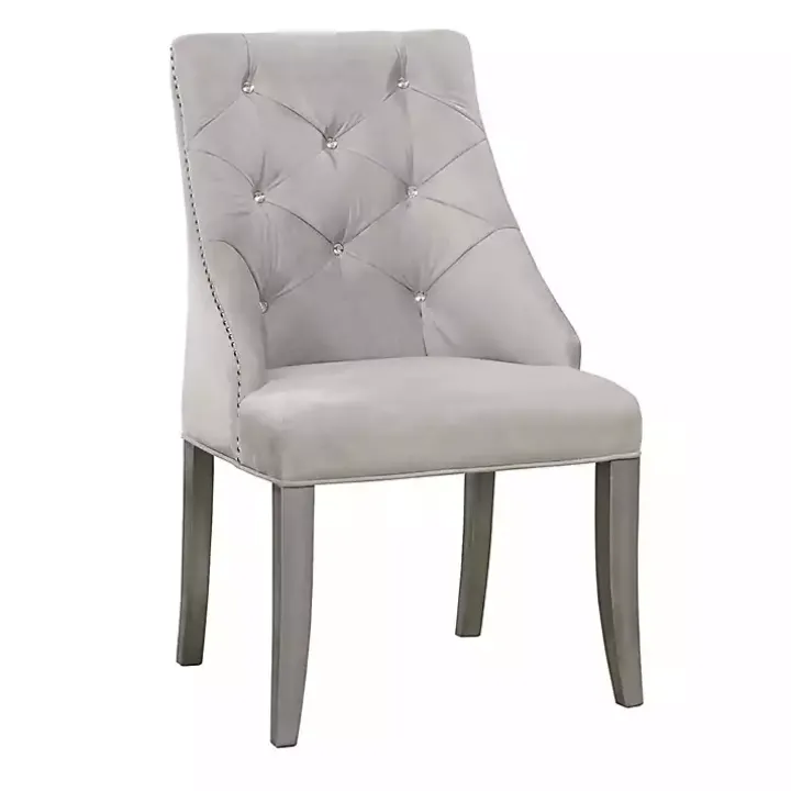 Gray Upholstered Wingback Dining Chairs, Set of 2