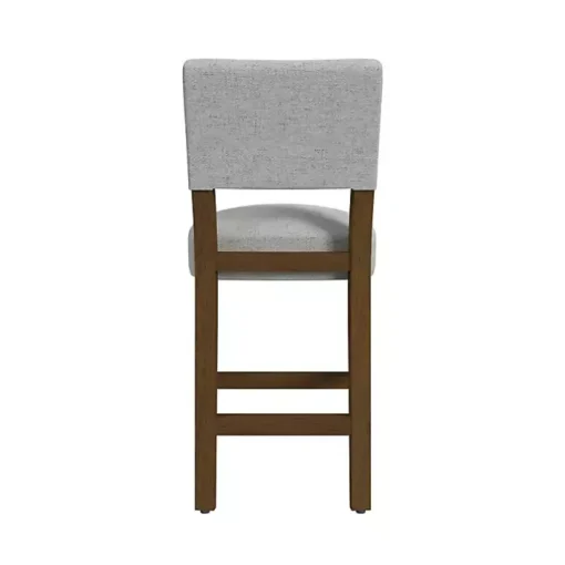 Gray Upholstered Wood Counter Stool