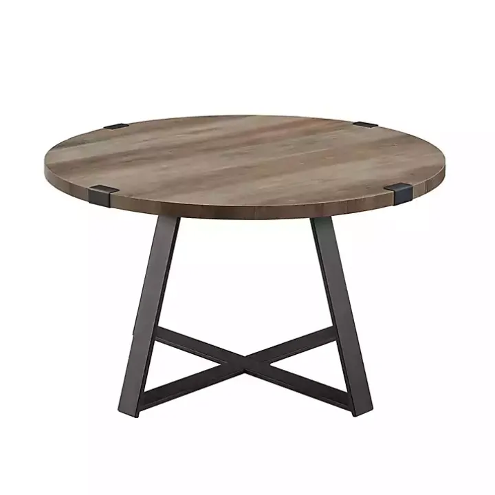 Gray Urban Rustic Round Coffee Table