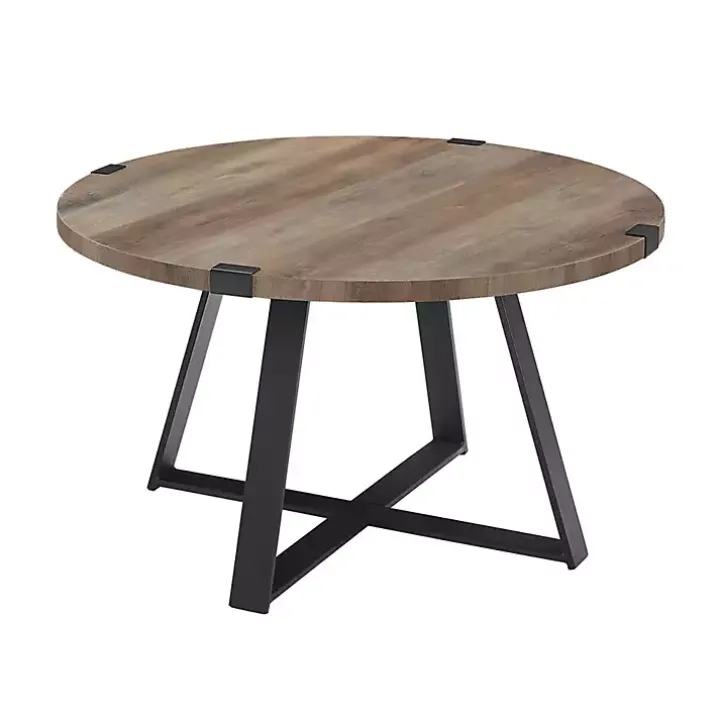 Gray Urban Rustic Round Coffee Table