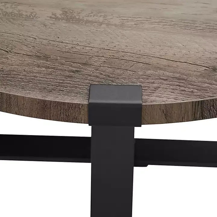 Gray Urban Rustic Round Coffee Table