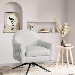 Gray Velvet Swivel Accent Chair