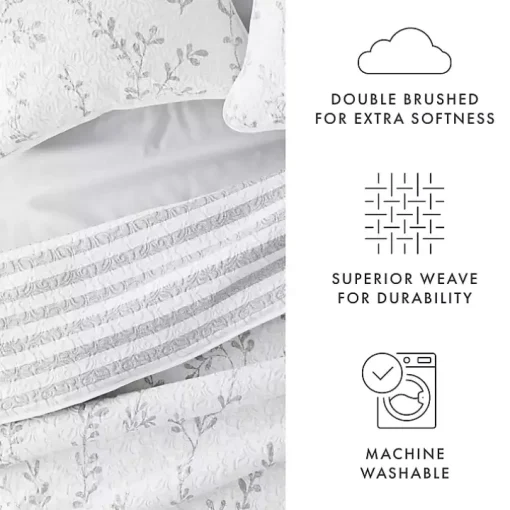 Gray Vines Reversible 2-pc. Twin Quilt Set