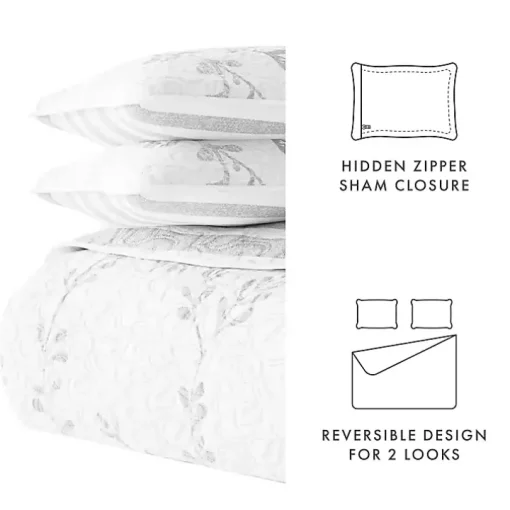 Gray Vines Reversible 2-pc. Twin Quilt Set