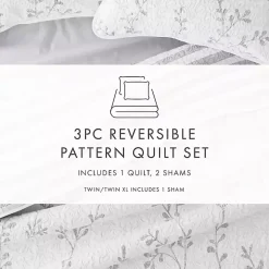 Gray Vines Reversible 2-pc. Twin Quilt Set