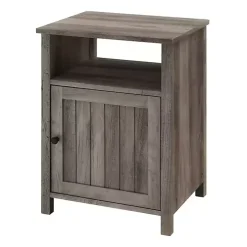 Gray Wash Grooved Door Side Table