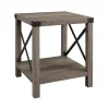 Gray Wash Industrial X-Frame Accent Table