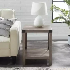 Gray Wash Industrial X-Frame Accent Table