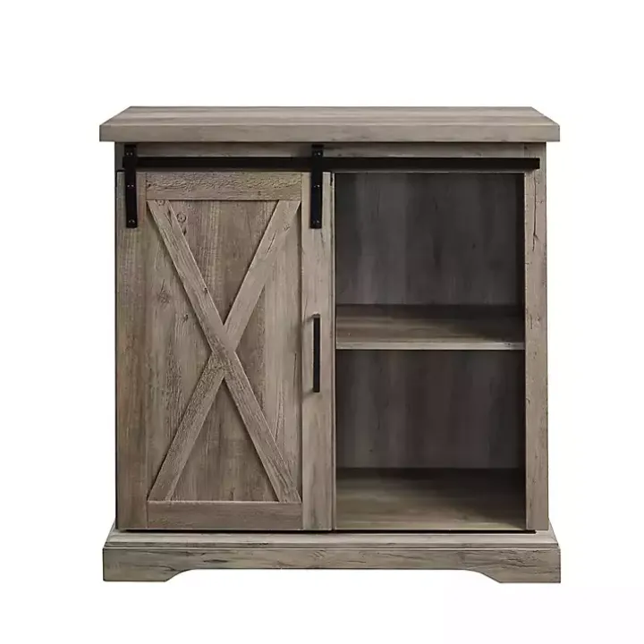 Gray Wash Sliding Barn Door Cabinet