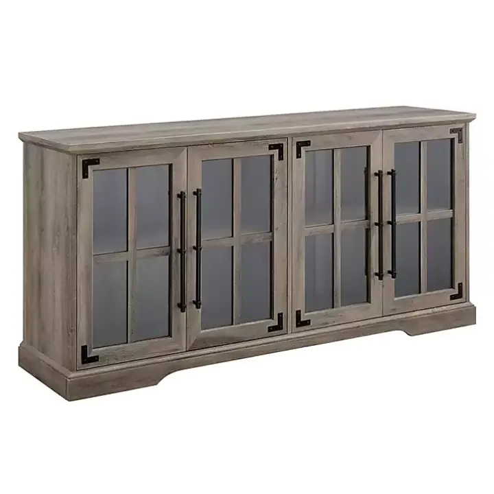 Gray Wash Window 4-Door TV Stand