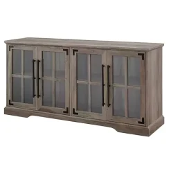Gray Wash Window 4-Door TV Stand