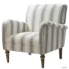 Gray White Carved Slope Stripe Accent Chair