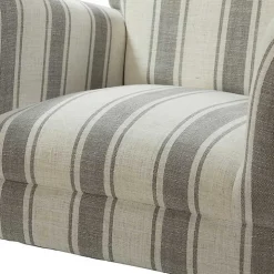 Gray White Carved Slope Stripe Accent Chair