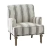 Gray White Stripe Upholstered Accent Chair