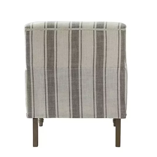 Gray White Stripe Upholstered Accent Chair