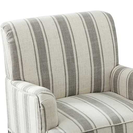 Gray White Stripe Upholstered Accent Chair