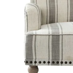 Gray White Stripe Upholstered Accent Chair