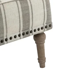 Gray White Stripe Upholstered Accent Chair