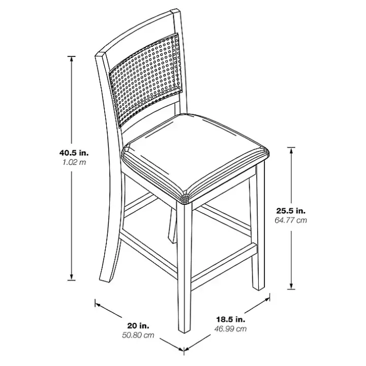 Gray Wilbur Cane Back Counter Stools, Set of 2