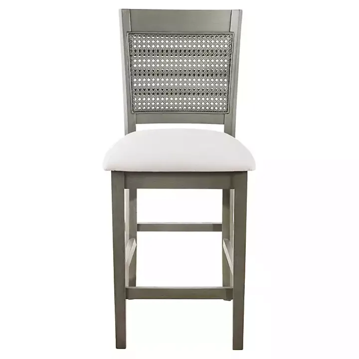 Gray Wilbur Cane Back Counter Stools, Set of 2
