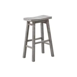 Gray Wire Brush Saddle Bar Stools, Set of 2