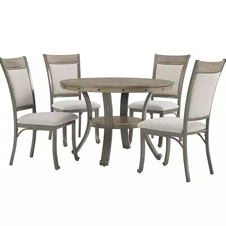 Gray Wood and Upholstered Chairs 5-pc. Dining Set