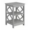 Gray Wood Diamond 2-Tier Accent Table