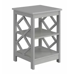 Gray Wood Diamond 2-Tier Accent Table