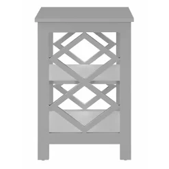 Gray Wood Diamond 2-Tier Accent Table
