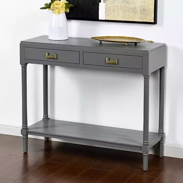 Gray Wood 2-Drawer Layla Console Table