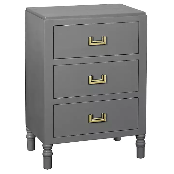Gray Wood 3-Drawer Layla Nightstand