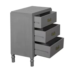 Gray Wood 3-Drawer Layla Nightstand