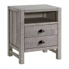 Gray Wood Open Shelf Nightstand
