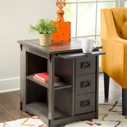 Gray Wood Parnell Storage Accent Table