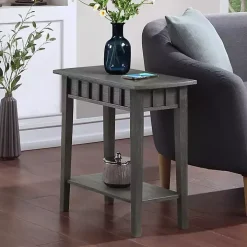 Gray Wood Slat Accent Table